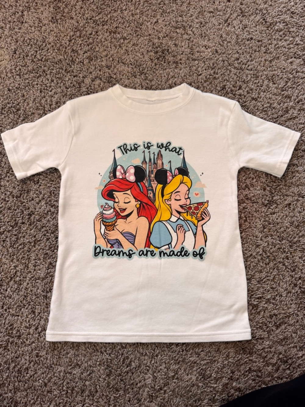 Girls White Disney Princess Graphic Tee - Ariel & Alice